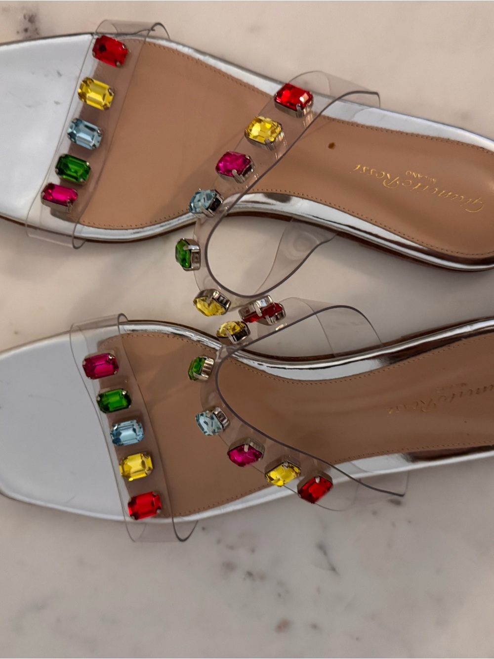 Gianvito Rossi Candy Embellished Flat PVC Sandal